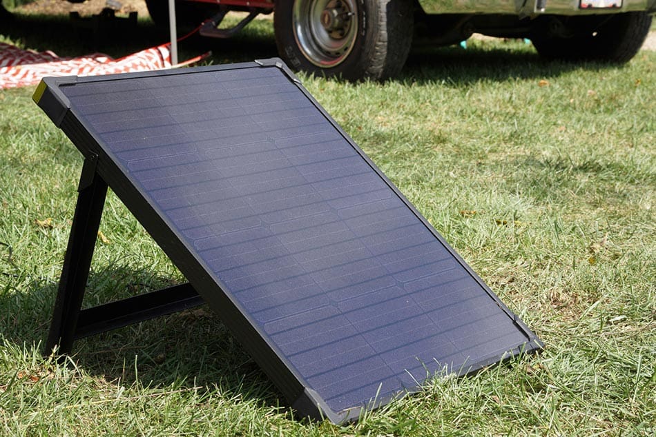 portable solar panel in grass