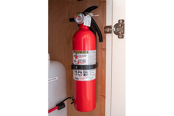 Fire extinguisher installed in van