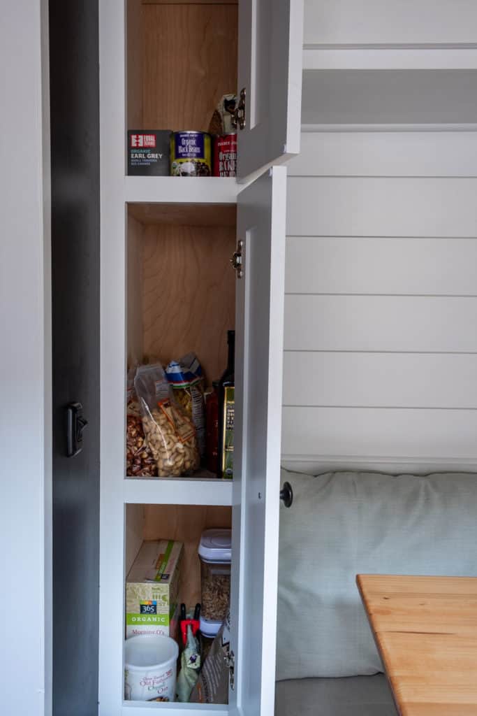 Vertical view of pantry in van