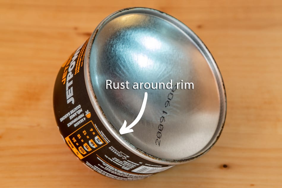 Rust on Jetboil gas canister