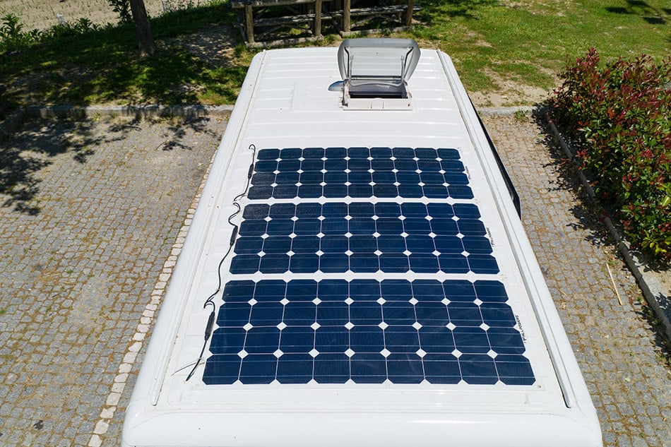 Solar panels on top of RV