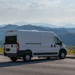Camper van parked in the mountains