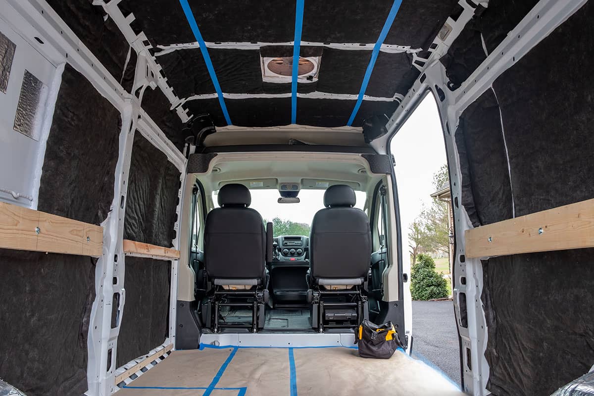 Interior van with finished insulation